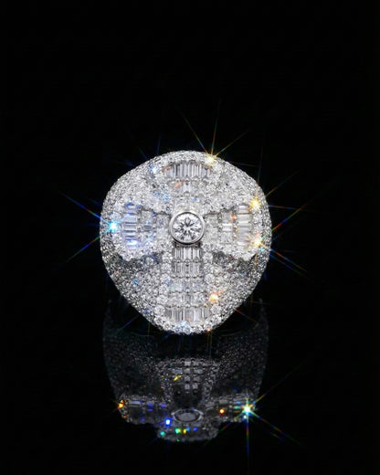 Iced Out Baguette Cross Moissanite Ring