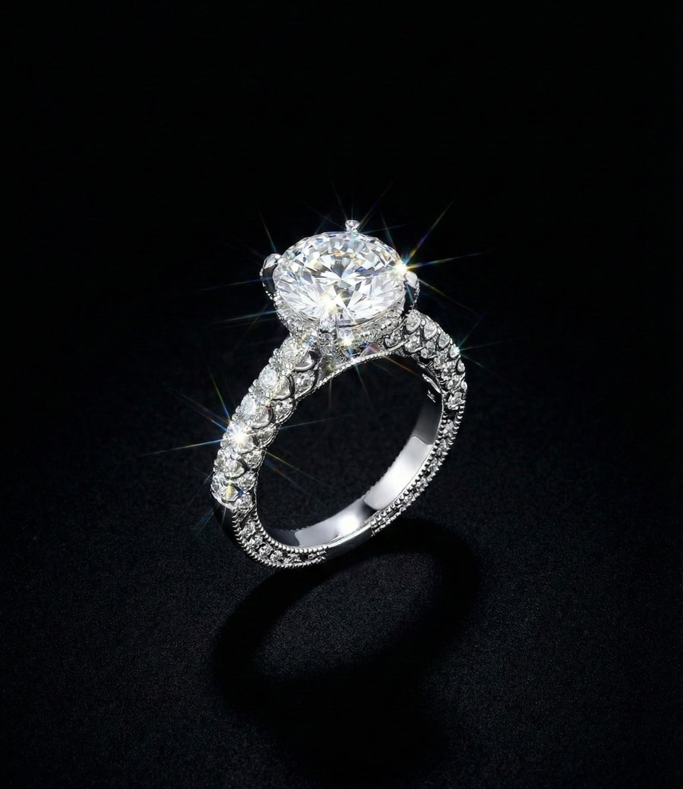 3.5ct Moissanite Iced Out Halo Wedding/Promise Ring