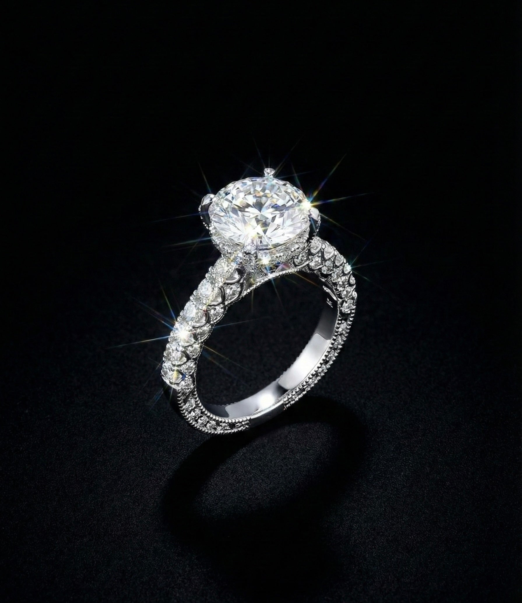 3.5ct Moissanite Iced Out Halo Wedding/Promise Ring