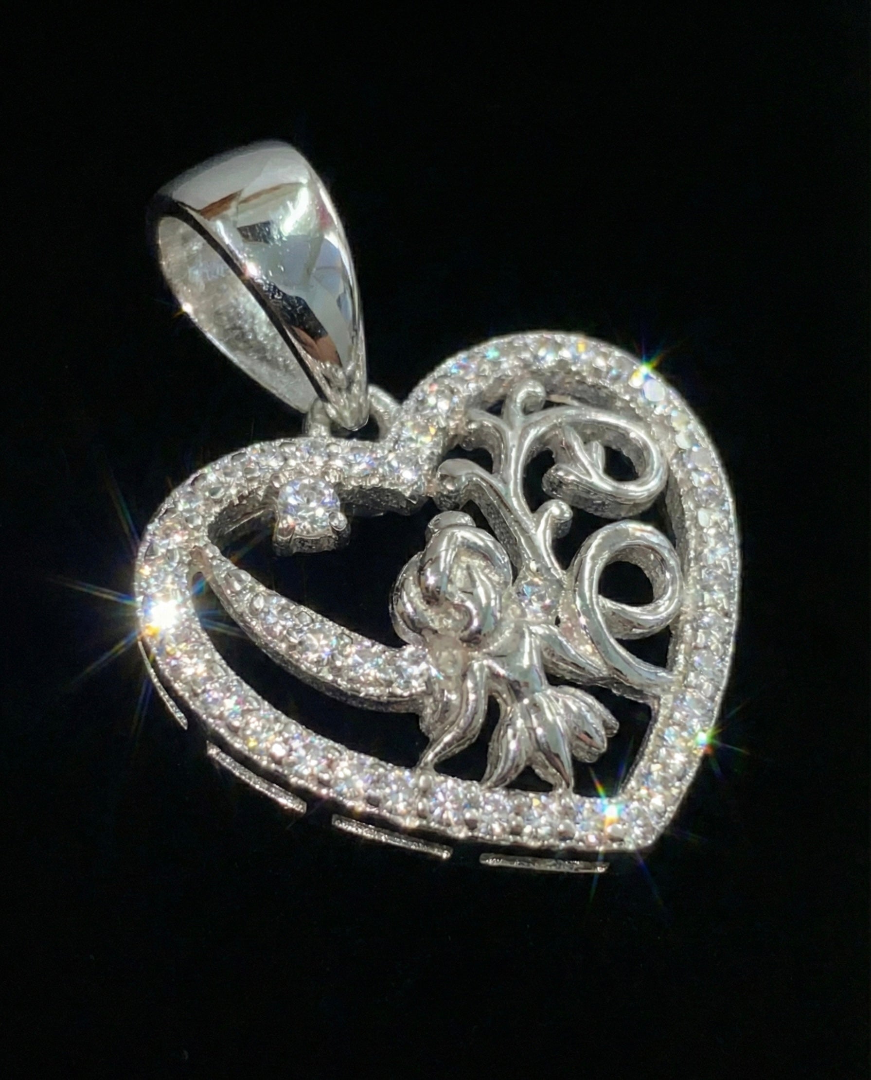 Iced Angel Heart “LOVE” Moissanite Pendant