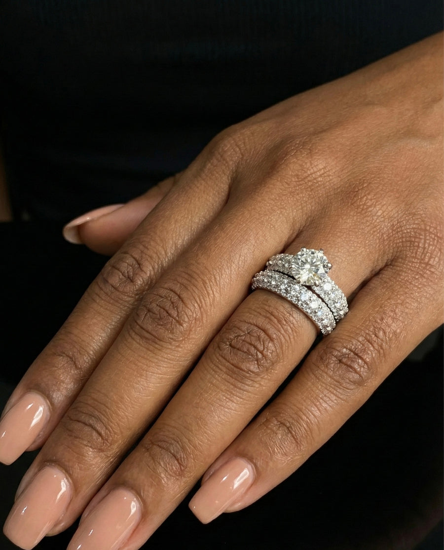 1.5Ct Moissanite Wedding/promise Ring Set