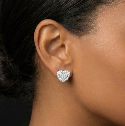 Double Stacked Heart Moissanite Earrings