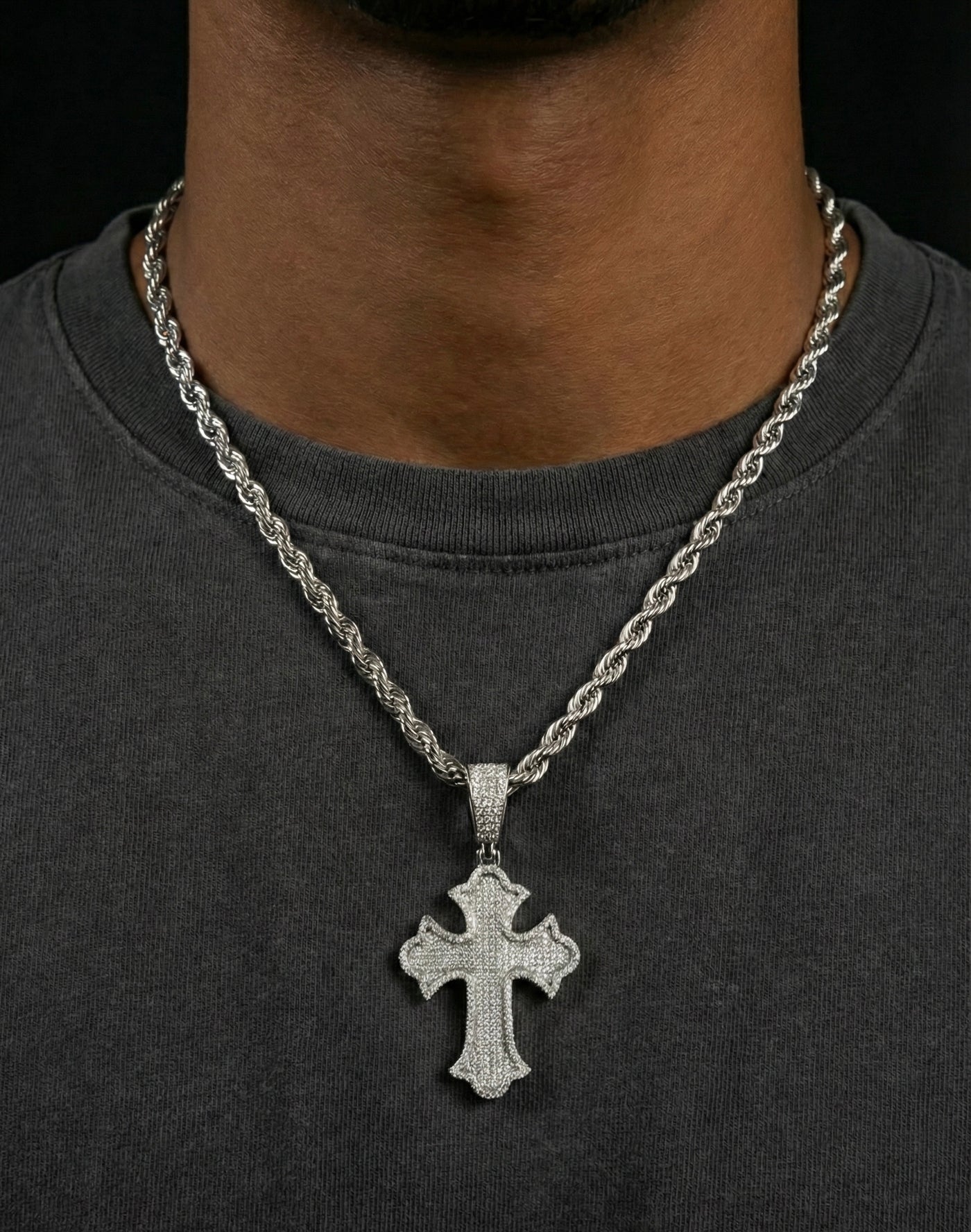 Moissanite Iced Out Flared Cross Pendant