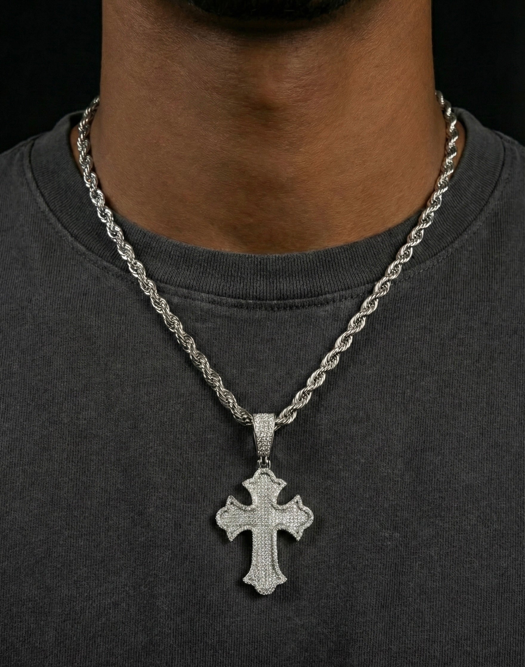 Moissanite Iced Out Flared Cross Pendant