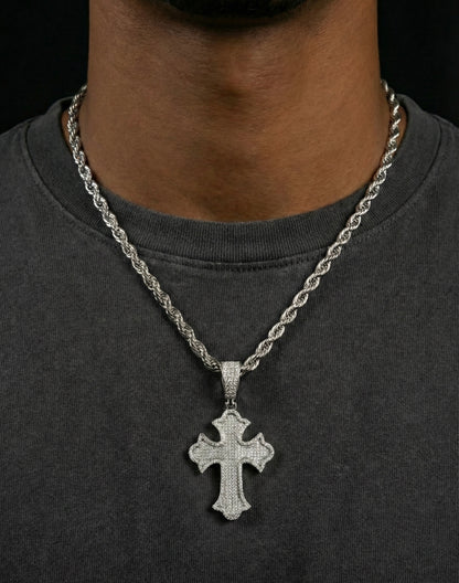 Moissanite Iced Out Flared Cross Pendant