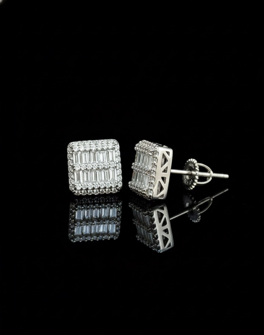 Baguette and Brilliant Moissanite Earrings