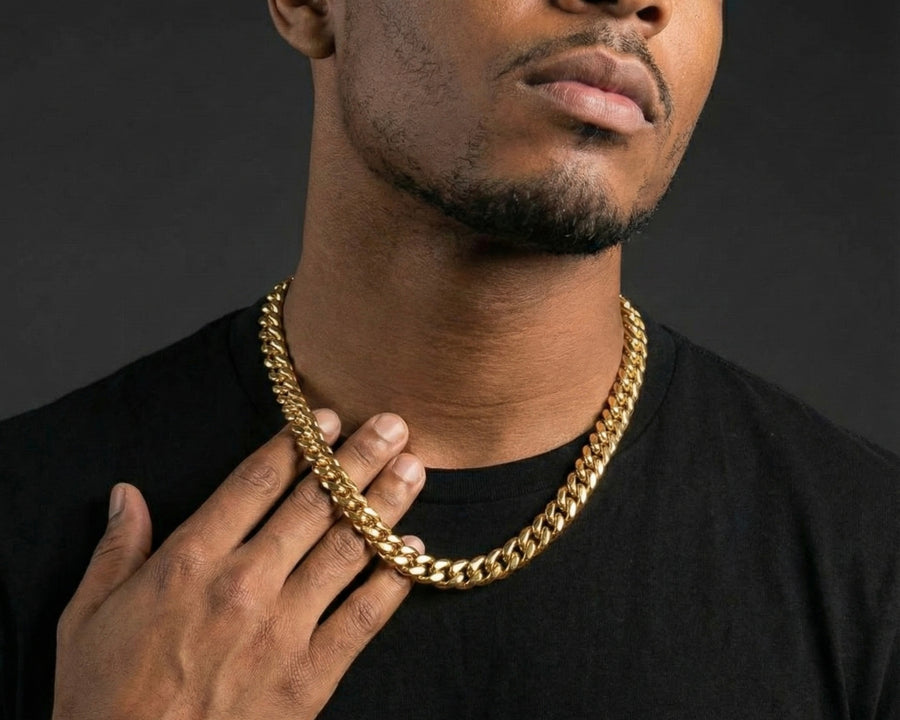 12MM Miami Cuban Chain In 18K Yellow Gold