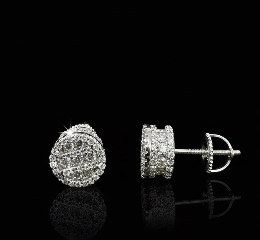 Iced Out Round Moissanite Earrings