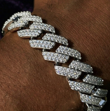 16mm Moissanite Diamond Cuban Bracelet