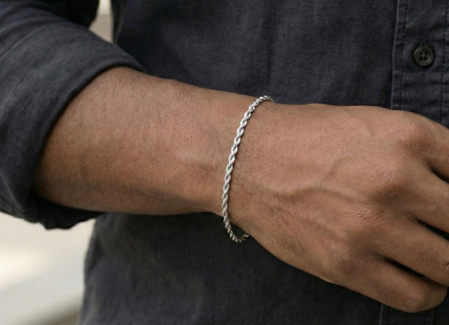 3mm Rope Bracelet In 18K White Gold