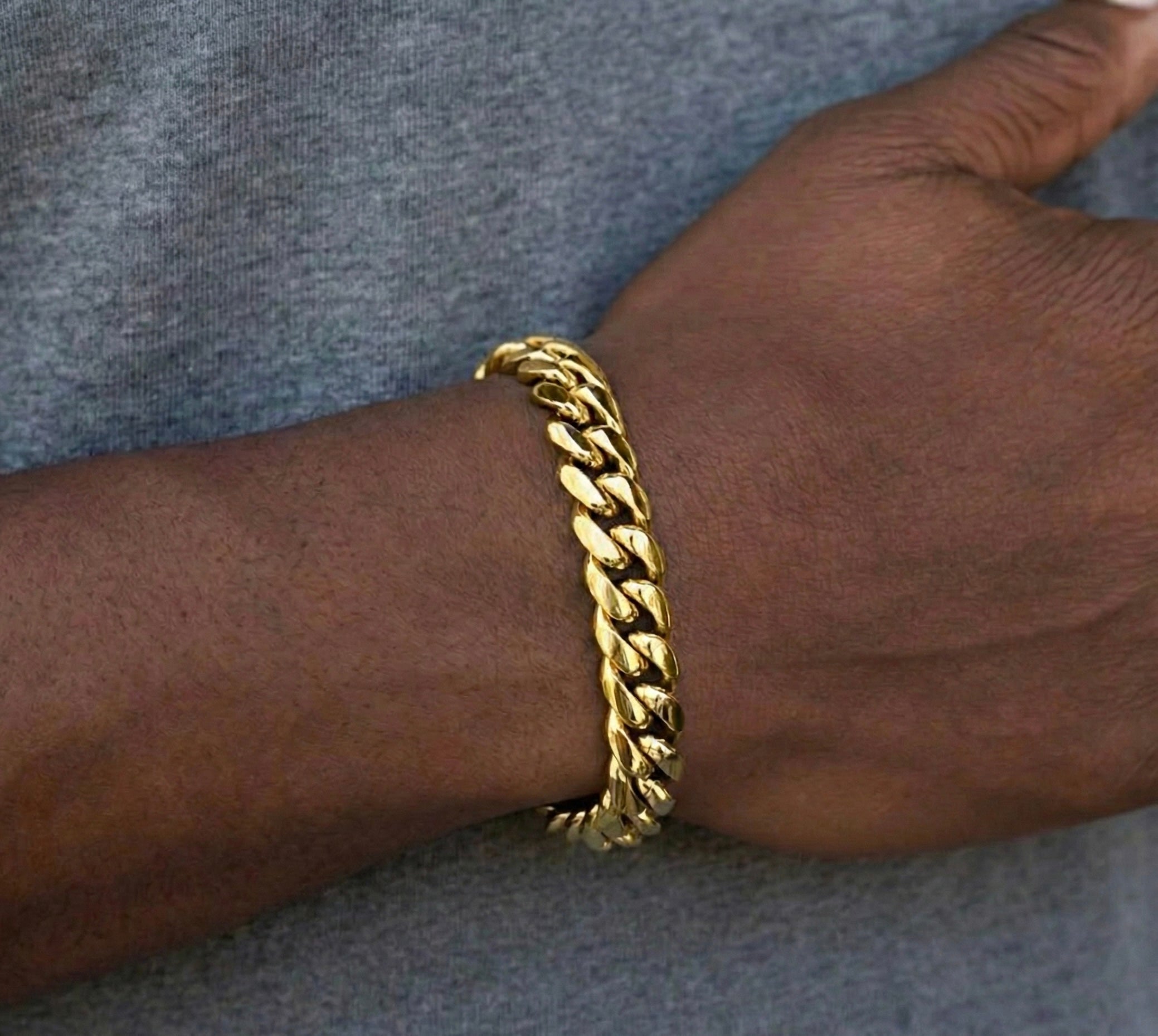 12MM Miami Cuban Bracelet In 18K Yellow Gold
