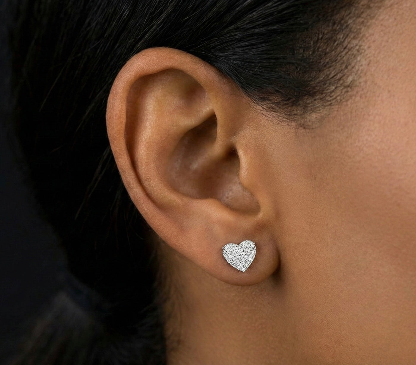 Pave Heart Moissanite Earrings