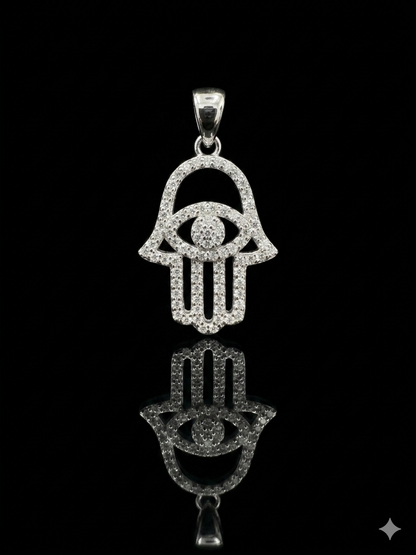 Moissanite Hamsa Hand Pendant