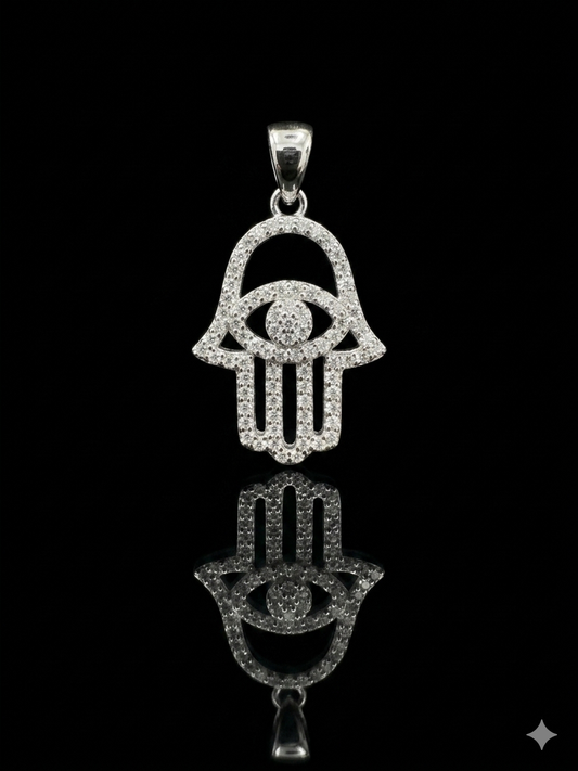 Moissanite Hamsa Hand Pendant