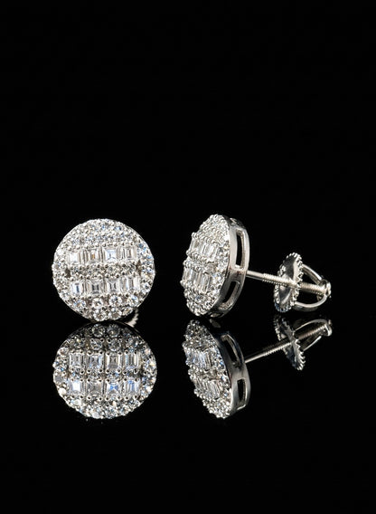 Princess Cuts Round Stud Moissanite Earrings