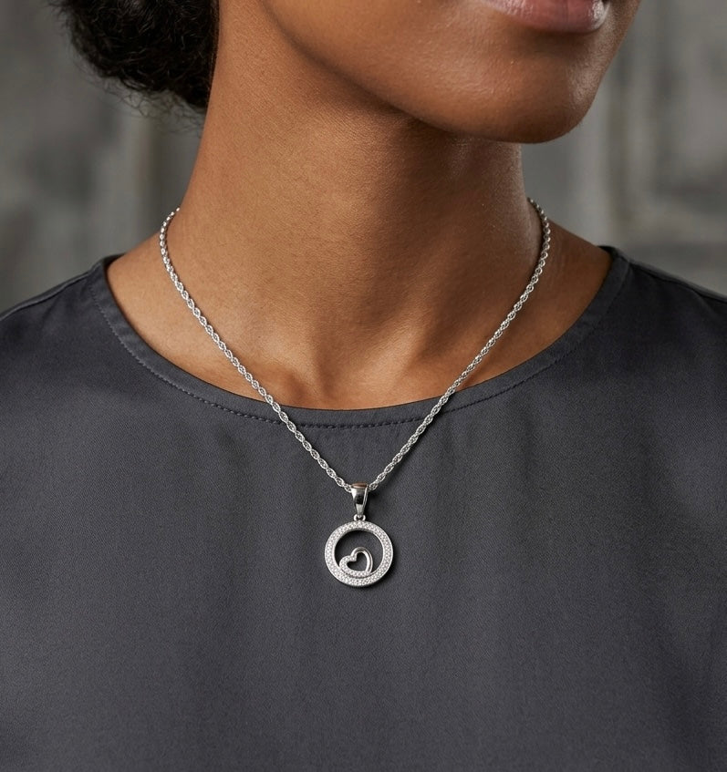 Circle Heart Moissanite Pendant