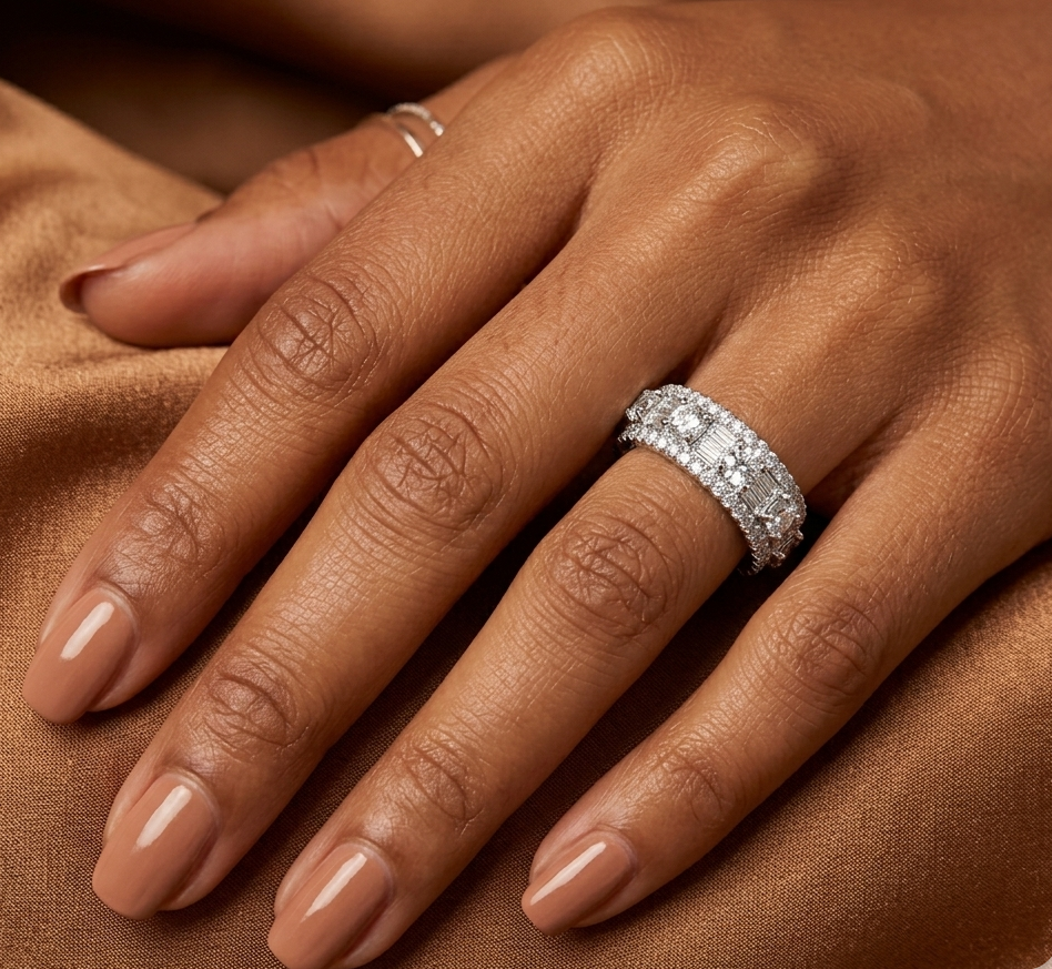 Moissanite Baguette Eternity Band