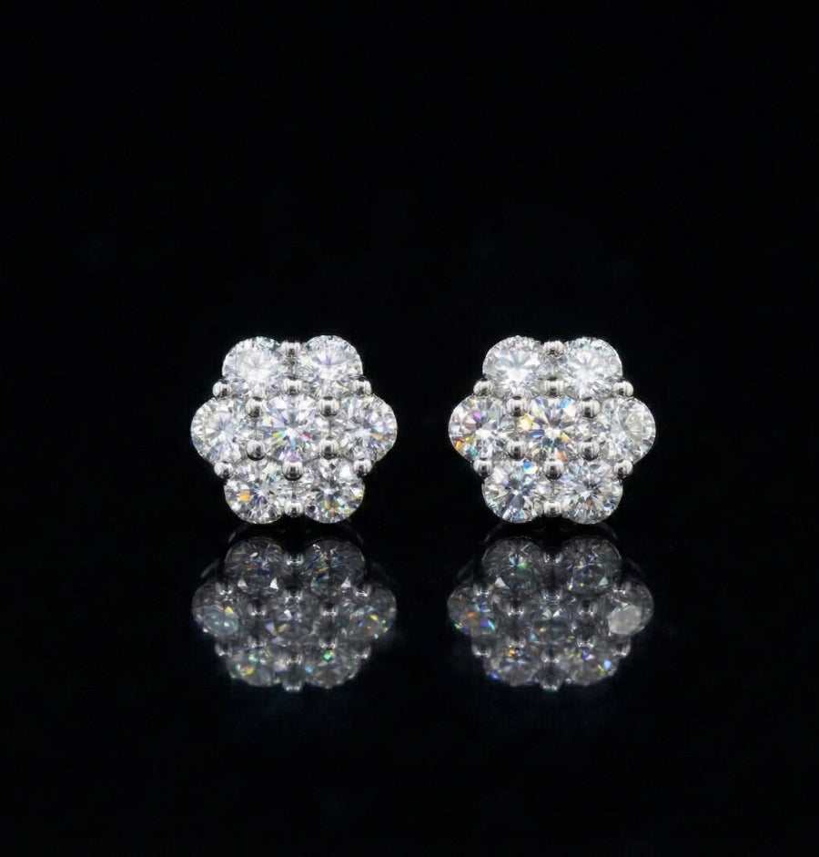 6MM Flower Cluster Moissanite Earrings