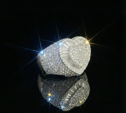 Moissanite Large Baguette Heart Ring
