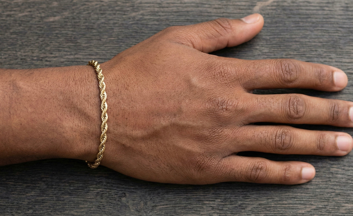 4mm Rope Bracelet in 18K Yellow Gold