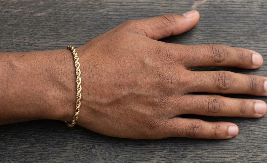 4mm Rope Bracelet in 18K Yellow Gold