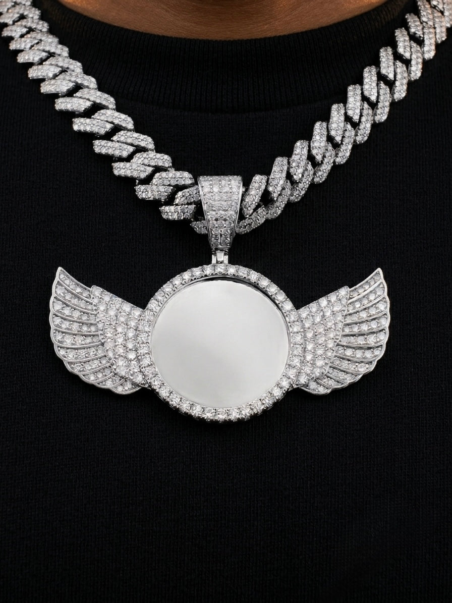 Moissanite Angle Wing Memorial Pendant