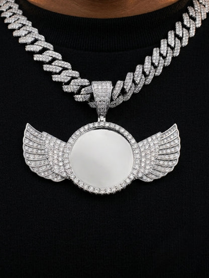 Moissanite Angle Wing Memorial Pendant