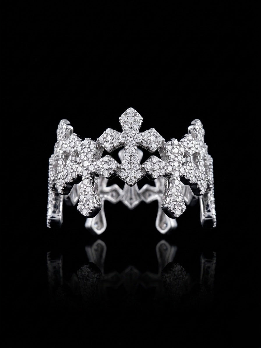 Moissanite Pave Cross Eternity Band