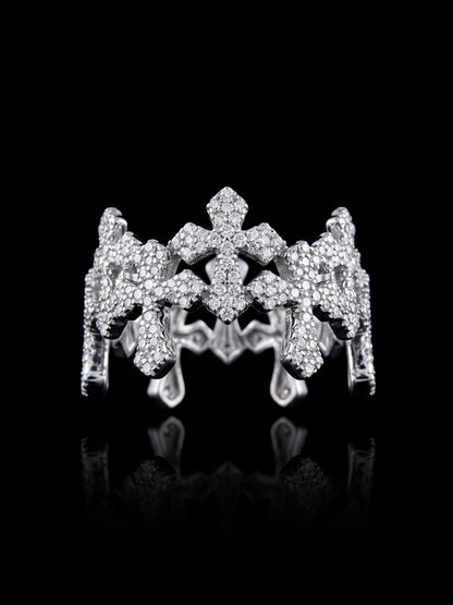 Moissanite Pave Cross Eternity Band