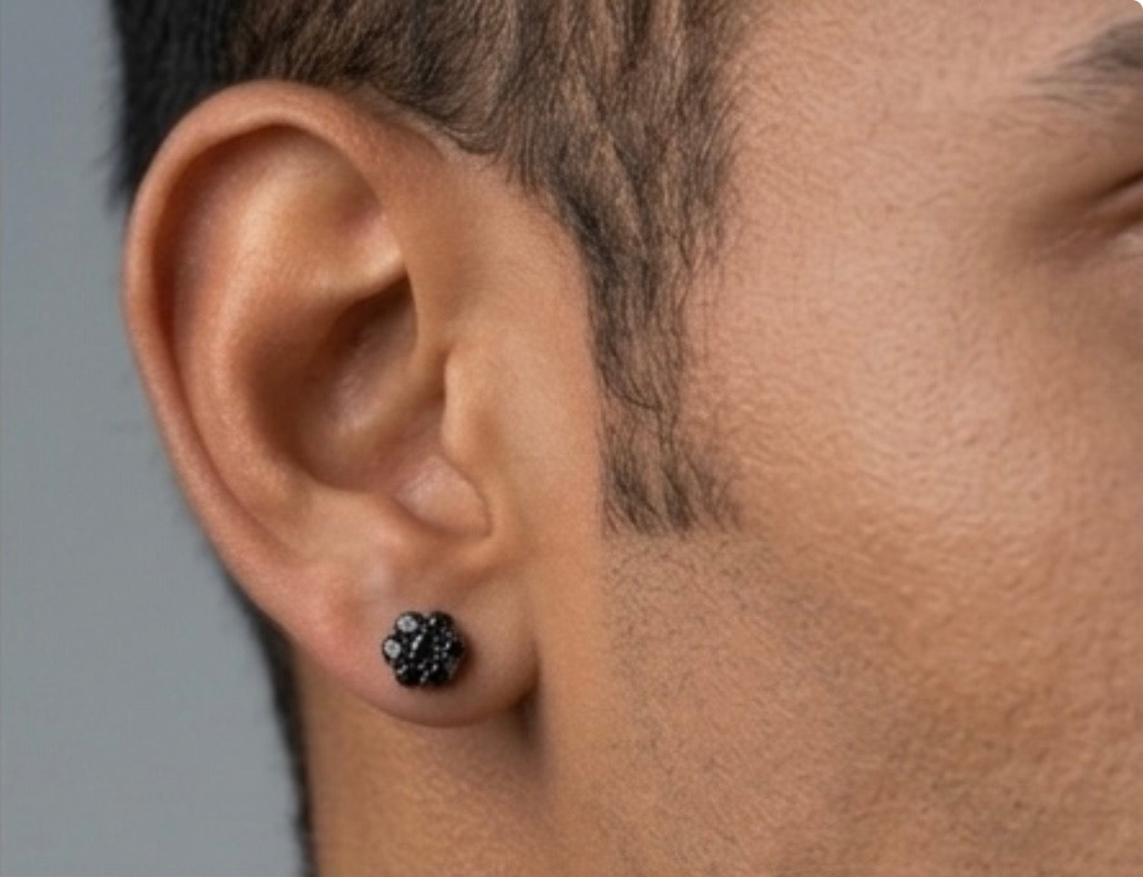 8MM Moissanite Black Rhodium Flower Cluster Earrings