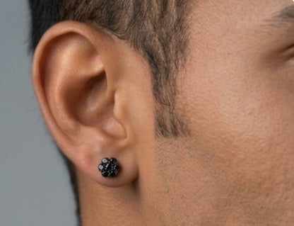 8MM Moissanite Black Rhodium Flower Cluster Earrings