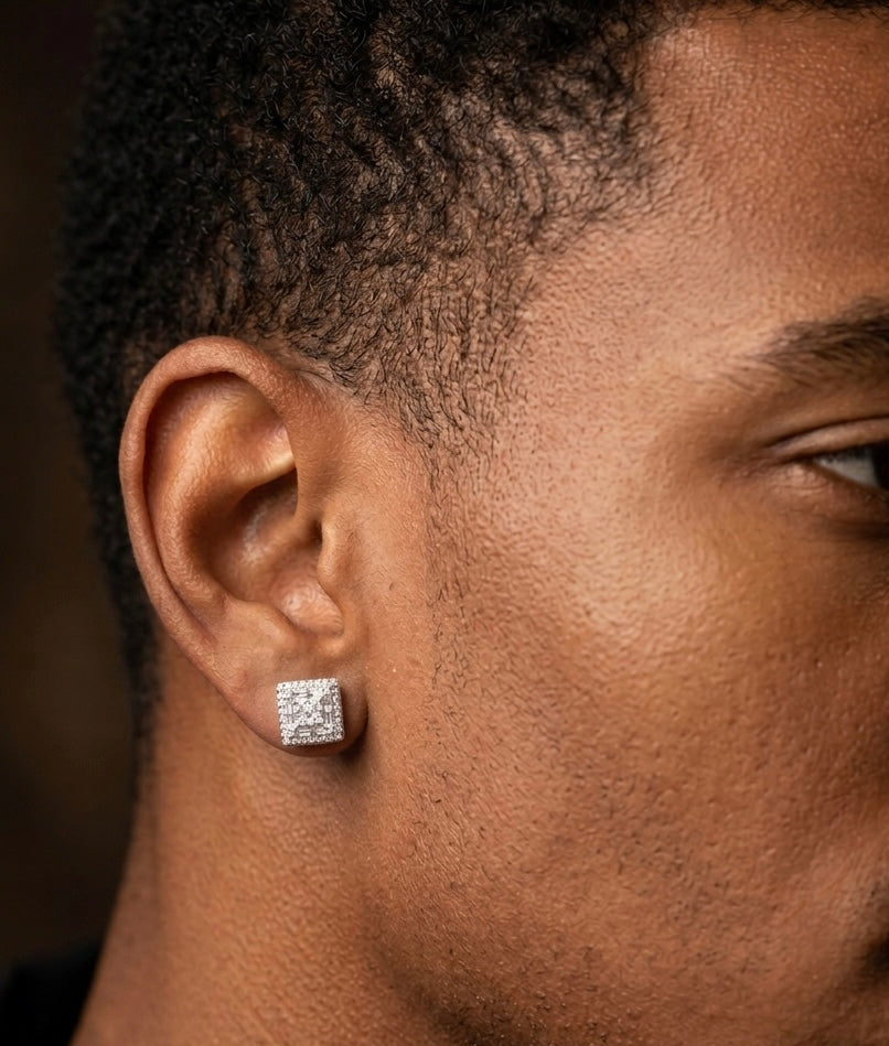 Iced out Cube Baguettes Moissanite Earrings
