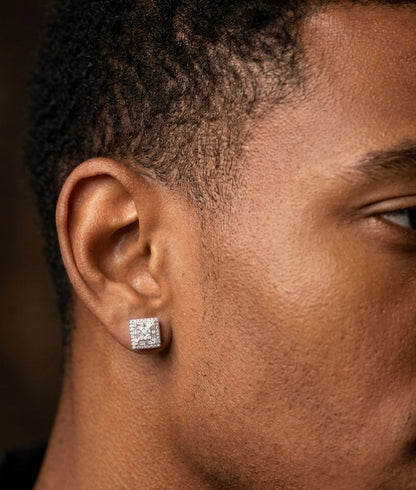 Iced out Cube Baguettes Moissanite Earrings