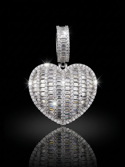 Moissanite Baguette Heart Pendant
