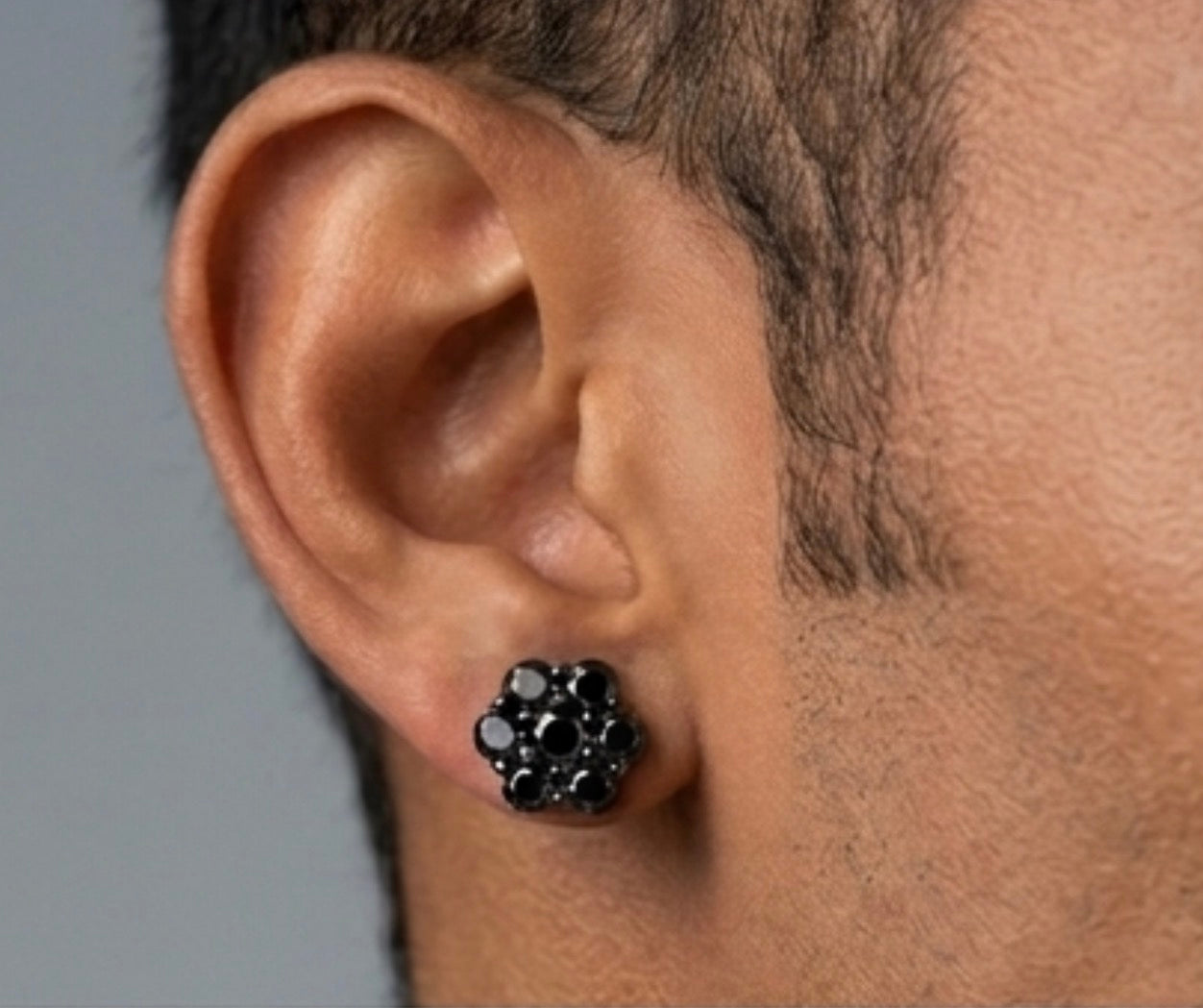 10MM Moissanite Black Rhodium Flower Cluster Earrings