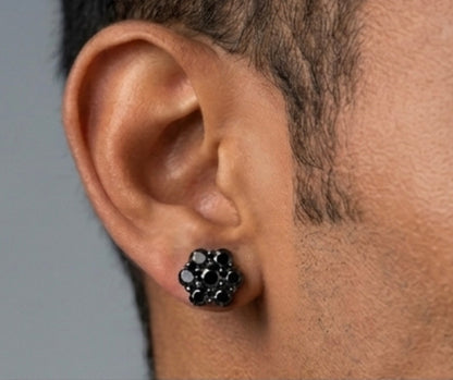 10MM Moissanite Black Rhodium Flower Cluster Earrings