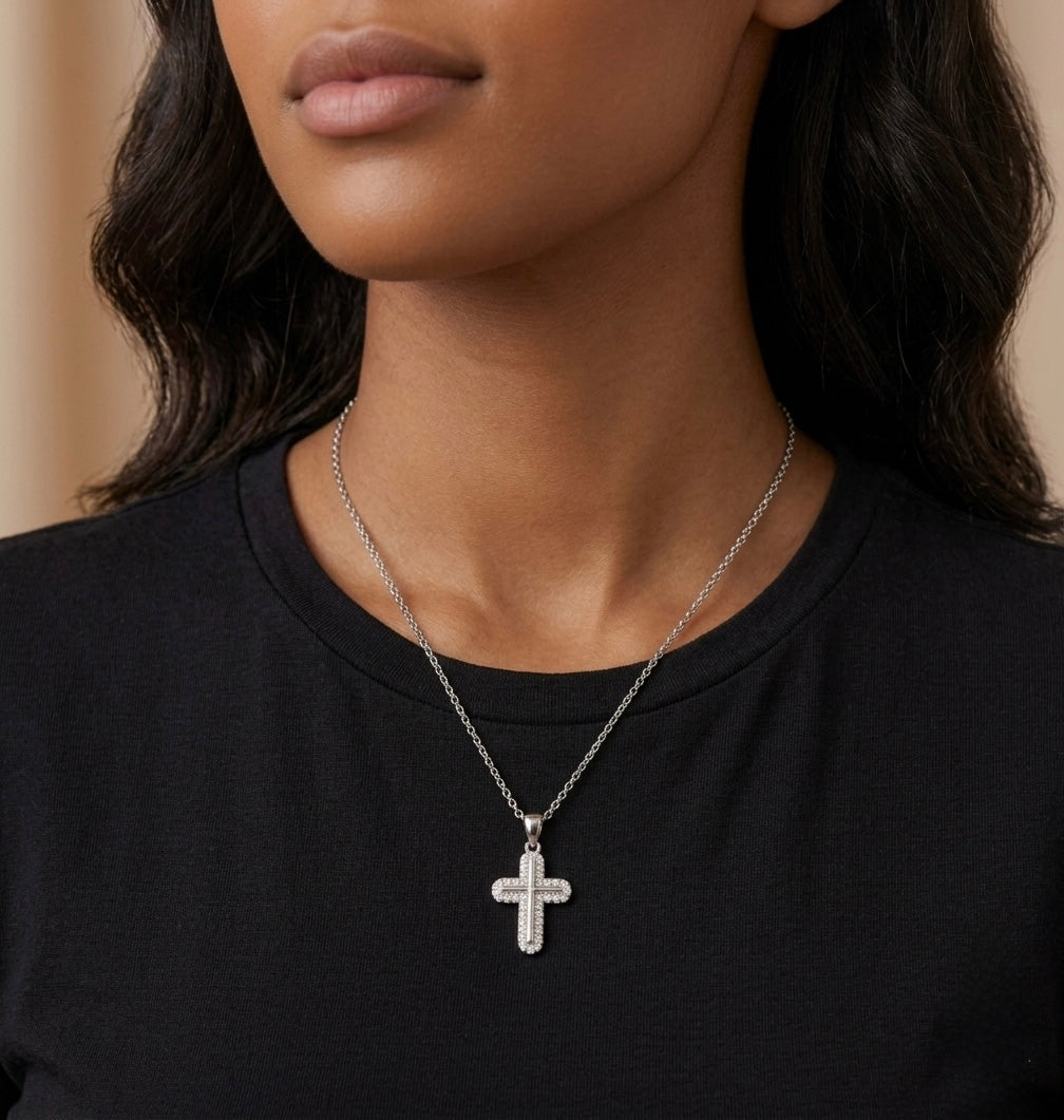 Moissanite Tiny Cross Pendant