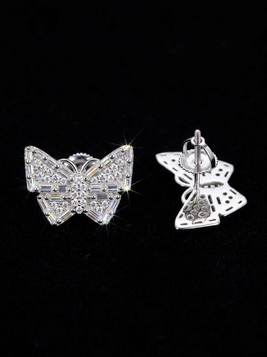 Baguette Butterfly Moissanite Earrings