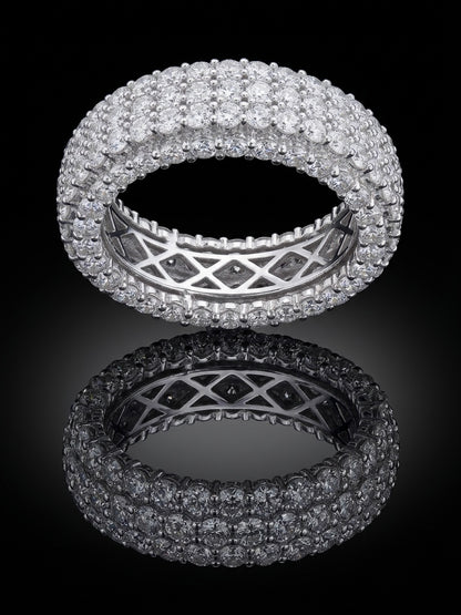 Multi-Row Iced Out Round Cut Moissanite Eternity Band
