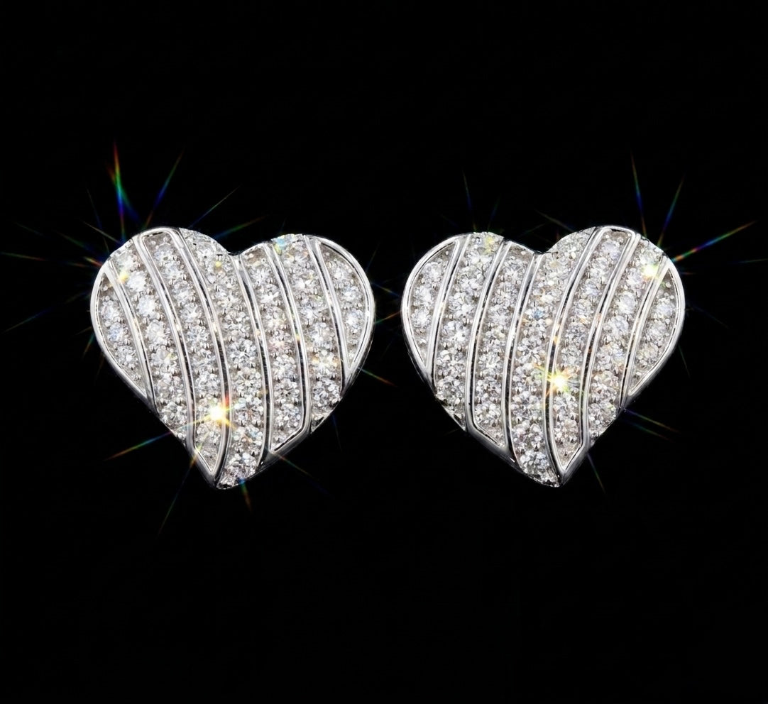 Moissanite Swirls Heart Earrings