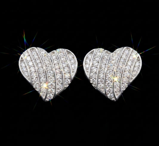 Moissanite Swirls Heart Earrings
