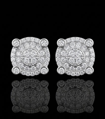 Round Cut Moissanite Cluster Earrings
