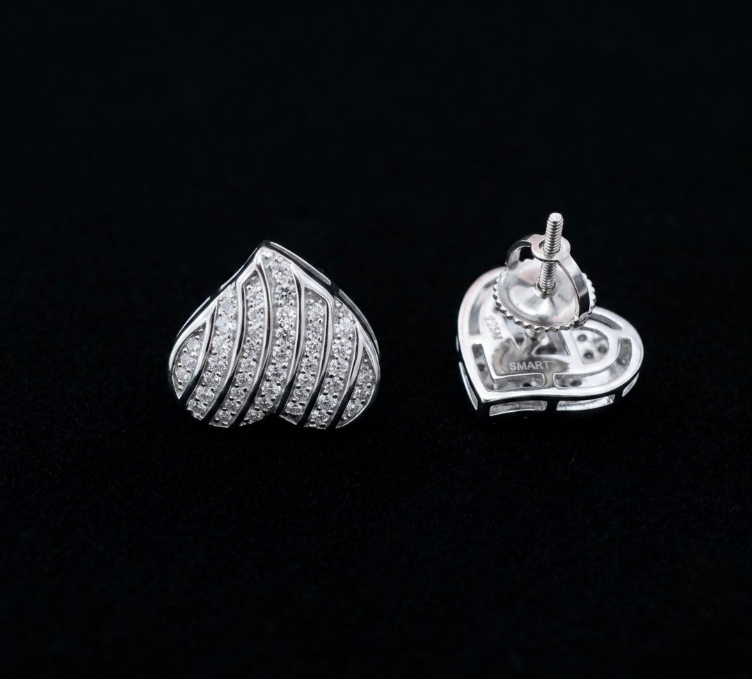 Moissanite Swirls Heart Earrings