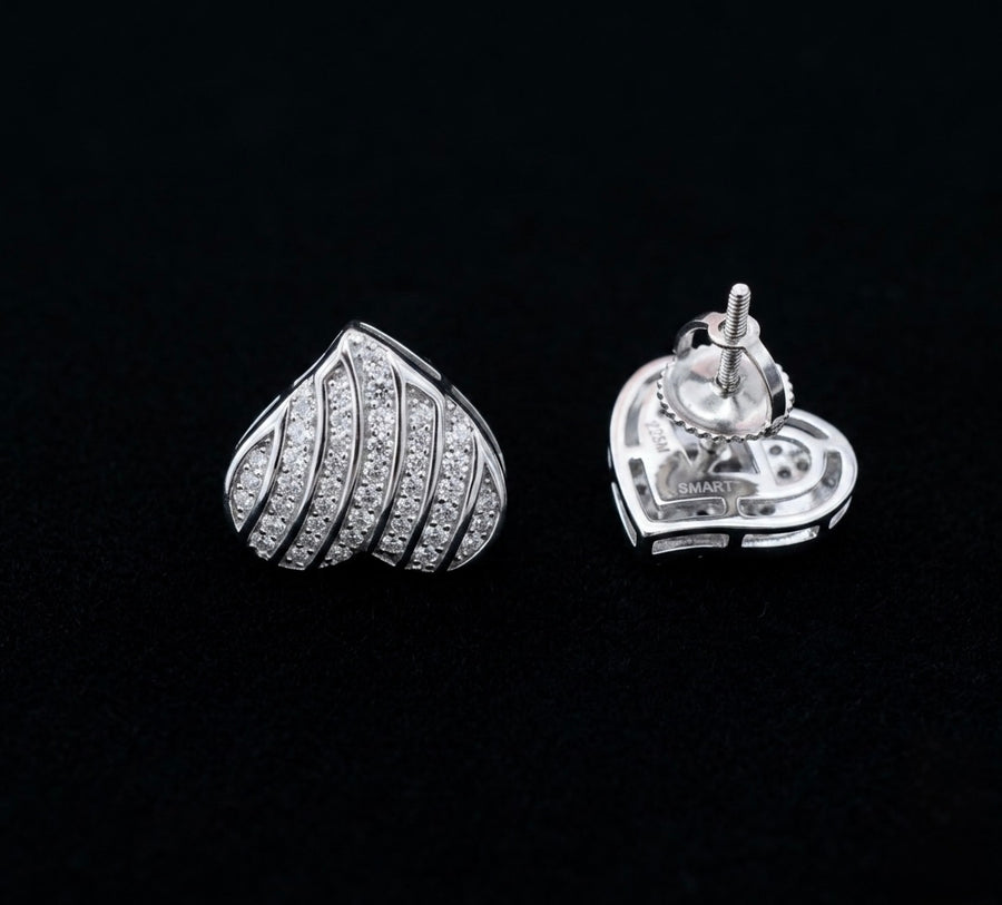Moissanite Swirls Heart Earrings