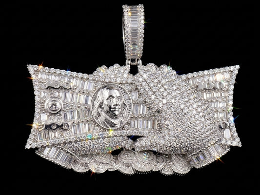 Hand Holding Dollar Bills Moissanite Pendant