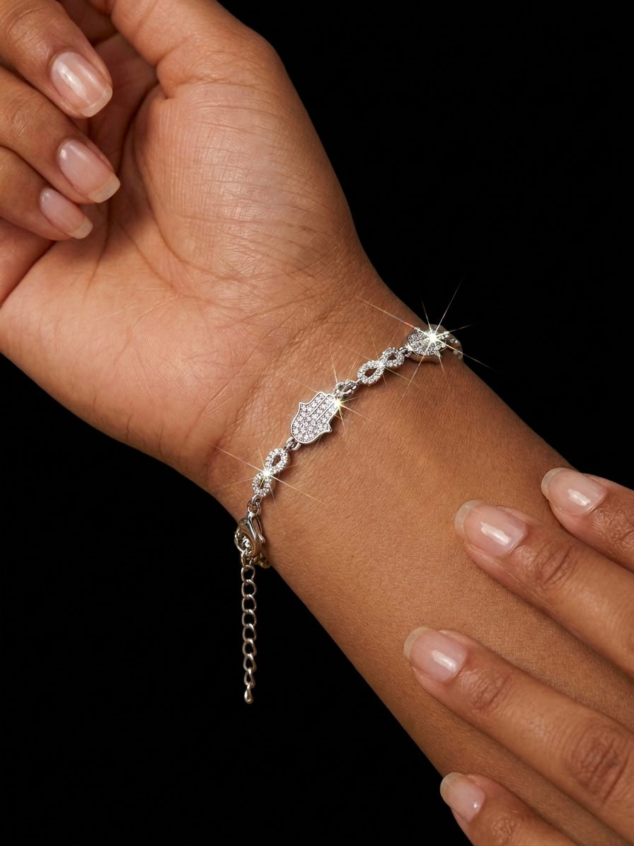 Moissanite Hamsa & Infinity Link Bracelet