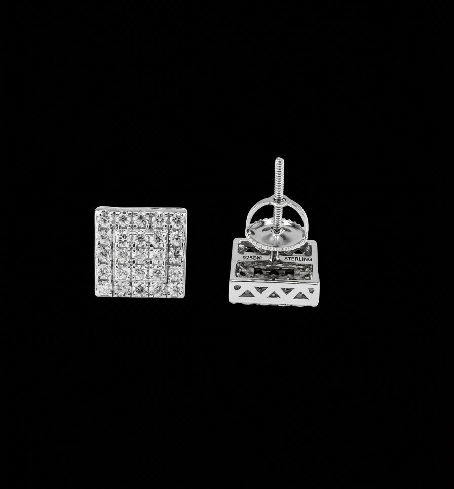 Stepped Square Moissanite Cluster Earrings