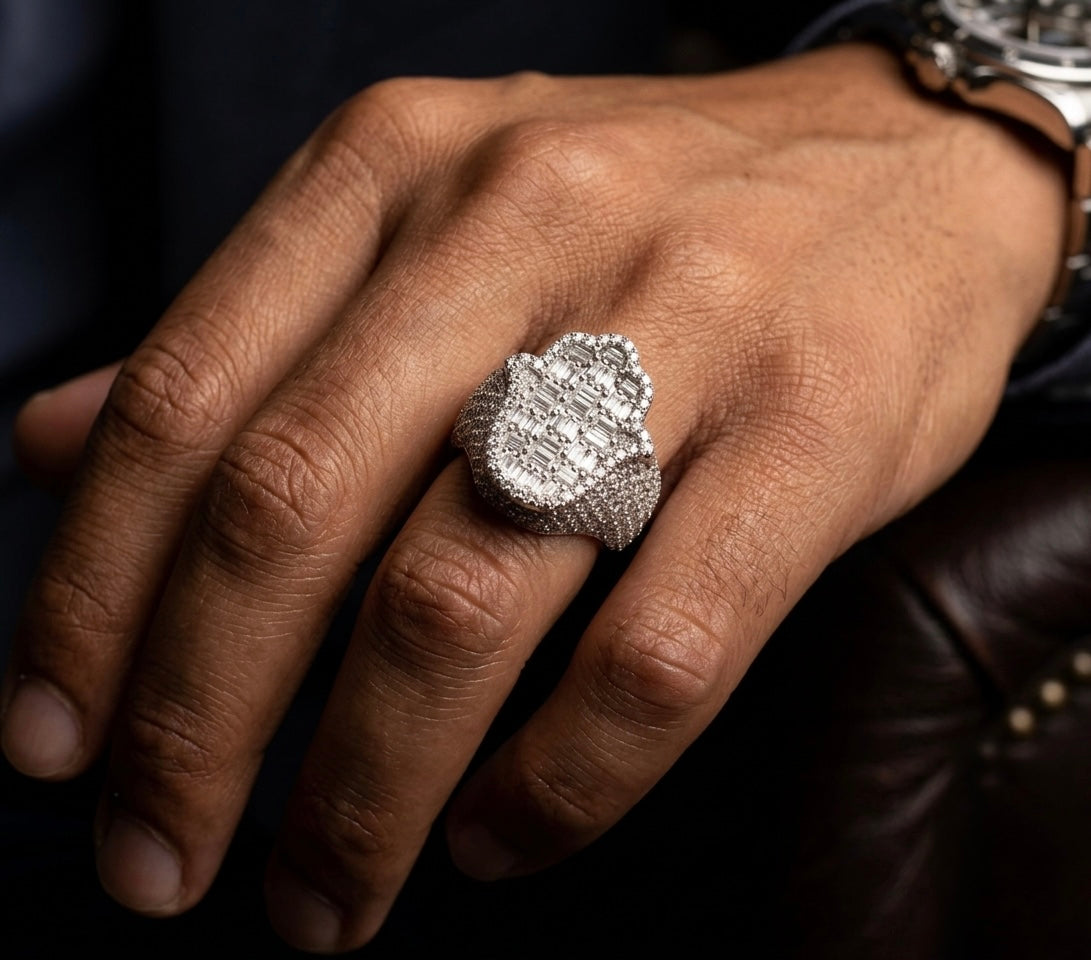 Moissanite Hamsa/Fatima Hand Ring