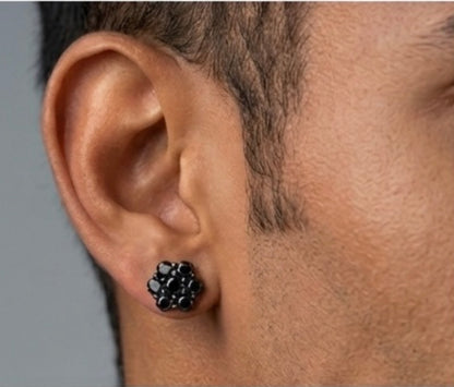 9MM Moissanite Black Rhodium Flower Cluster Earrings