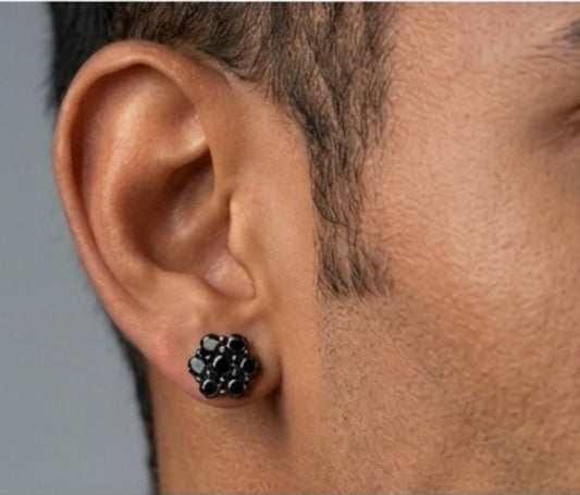 9MM Moissanite Black Rhodium Flower Cluster Earrings